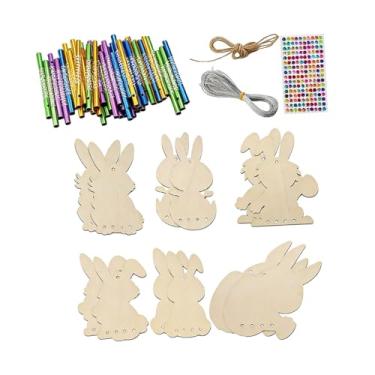 Imagem de Generic Kit para fazer sinos de vento com 12 peças, kit de pintura e artesanato em madeira para colorir.