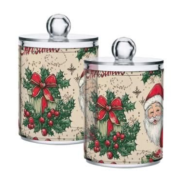 Imagem de xigua Pacote com 4 lindos suportes de Natal para bolas de algodão, cotonete – Frasco de plástico de boticário de armazenamento versátil transparente de 4 ml para banheiro e organização de