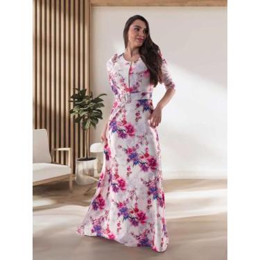 Imagem de vestido moda evangelica tendencia  - FERRARELLI, Rosa floral, G1