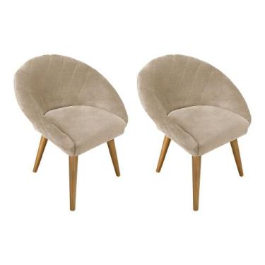 Imagem de Kit 2 Poltronas Pietra Pés Madeira Maciça Linho Bege - CASA TREE