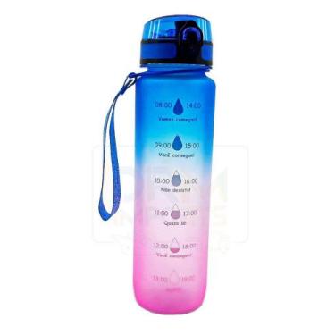 Imagem de Garrafa Água Squeeze 1Lt Motivacional Marcador Tempo Alça - sports
