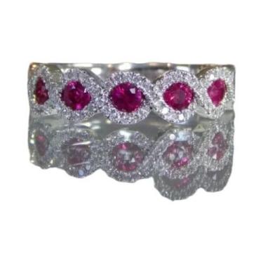 Imagem de Anel De Luxo Feminino Infinito Com Pedra CZ Verde E Vermelha, Joia De 