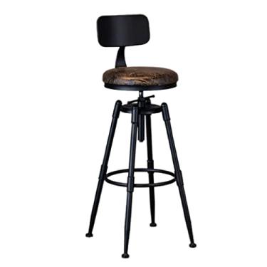 Imagem de Banqueta de bar vintage industrial, banco de balcão para comer/beber/relaxar, bancos de bar de fazenda, para cozinha, café, bar (Cor: A, Tamanho: 55 cm) (A 45 cm)