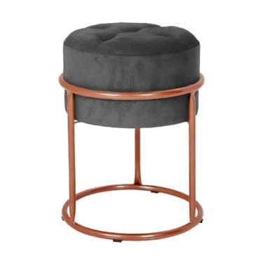 Imagem de Puff Argola Decoraçao Quarto Banqueta Ferro Pulf Penteadeira Sala(Cinza Chumbo/Cobre)