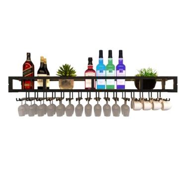 Imagem de pcagfaajmh Suporte de vinho montado na parede, suporte de taça de vinho fácil de instalar prateleira de vinho de metal de 24 ~ 59 pol. Prateleira de vinho durável para economia de espaço, suporte de