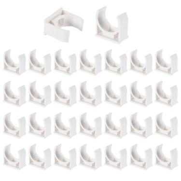 Imagem de Boxonly 32 peças de grampos de tubulação de água de PVC clipes de tubulação em forma de U para mangueira de irrigação suporte de tubo de irrigação para 20 mm OD para bandejas de TV, tubos, mangueira