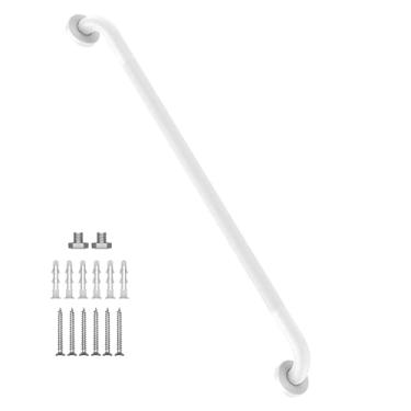 Imagem de Barra antiderrapante de 91 cm para chuveiro branca esfregada a óleo, barra de apoio Munzong para banheiro, barra de equilíbrio serrilhada para banheiro, suporte de trilho de mão de segurança, deficiência, lesão idosa, assistência sênior, alça de banho