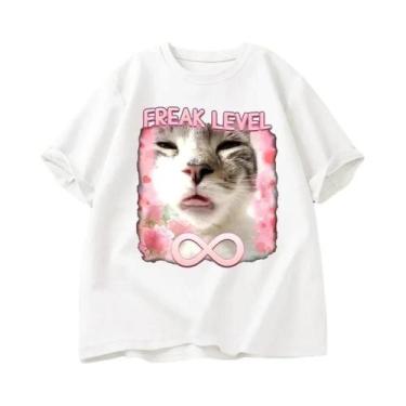 Imagem de Camiseta Feminina Harajuku Com Estampa De Gato, Manga Curta, Gráfico E