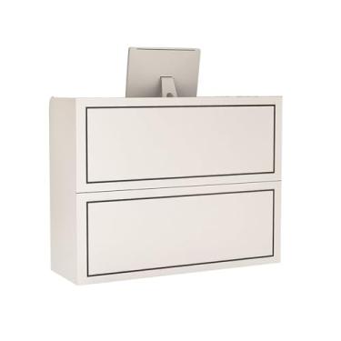 Imagem de Mesa de recepção moderna com balcão, mesa de recepção, recepção, balcão de recepção, balcão de varejo para checkout, para salão de entrada, recepção, escritório (branco, 100 x 42