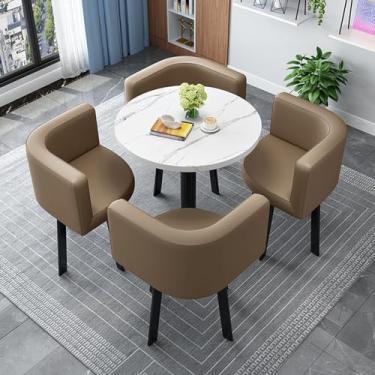 Imagem de Conjunto de mesa de negociação e cadeira, mesa de clube de sala de recepção de escritório, conjunto de mesa de jantar redonda simples, mesas de conferência, conjunto de mesa de centro e cadeira (cor