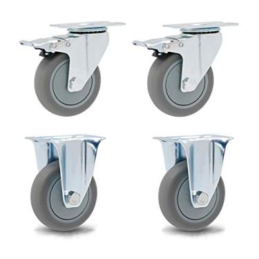 Imagem de Rodas giratórias resistentes de 360° - Rodízios de substituição duráveis para carrinhos de móveis, bancadas de trabalho, armários - rodízios de placa superior, pacote com 4