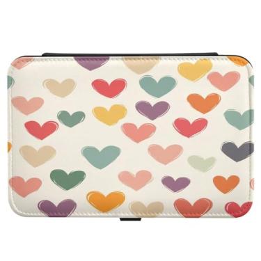 Imagem de Burbuja Caixa de joias de viagem com corações de dia dos namorados, presente para mulheres e meninas, estojo de joias portátil de couro PU organizador para brincos, anéis, colares e pulseiras