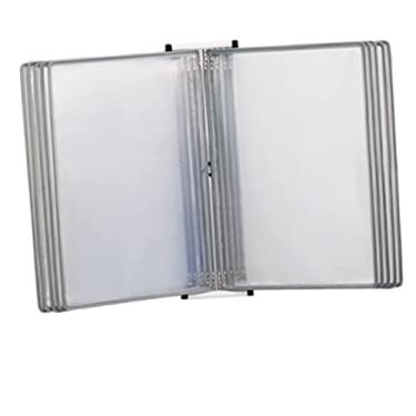 Imagem de Organizador de referência de montagem na parede - Rack de exibição de catálogo de 10 lados, tamanho carta A4, capacidade para 20 folhas, PVC durável e sistema de fichário de metal para uso em casa