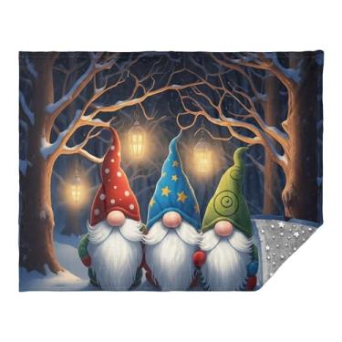 Imagem de CEBUGI Manta de flanela macia e quente 127 cm x 178 cm para sofá-cama, escritório, acampamento, viagens, gnomos fofos para todas as estações