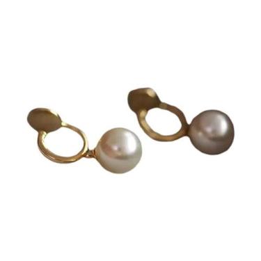 Imagem de Brinco De Pressão Com Pérola Simulada Dourada Para Mulheres E Meninas,