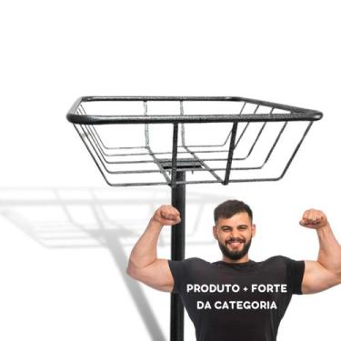 Imagem de Lixeira de Calçada Preta Grande Fixa Externa Residencial Resistente - 