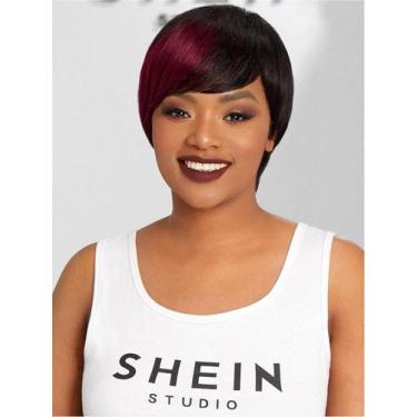 Imagem de Peruca De Cabelo Humano Curta Pixie De 6 Polegadas Lisa Cor F1B 99J Fe