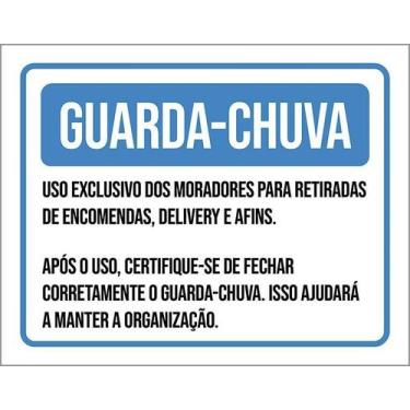 Imagem de Kit 5 Placa Acm Guarda Chuva Exclusivo Moradores 18X23 - Sinalizo