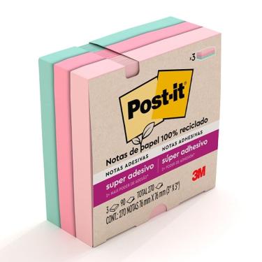 Imagem de POST-IT Notas 654SS Viajar Reciclavel 3 Cores 76MM X 76MM