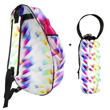 Imagem de Raqueteira de Beach Tennis BT113 Branca/Colorida - Teisen + Porta 3 Bolinhas-Unissex