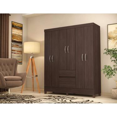 Imagem de Guarda-Roupa Casal 6 Portas Flash com Gavetas Café Touch | 181cm | MDP