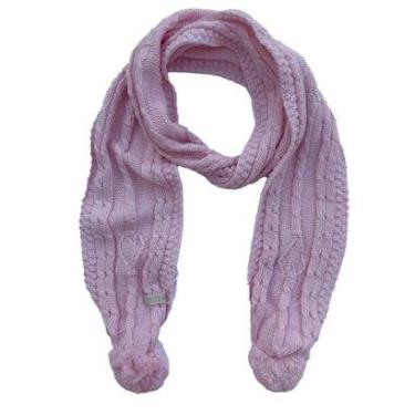 Imagem de Cachecol de Tricô Para Meninas Com Pompom Rosa Claro-Feminino