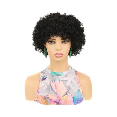 Imagem de Peruca Sintética Afro Kinky Curly Para Mulheres Negras, Curta, Macia E