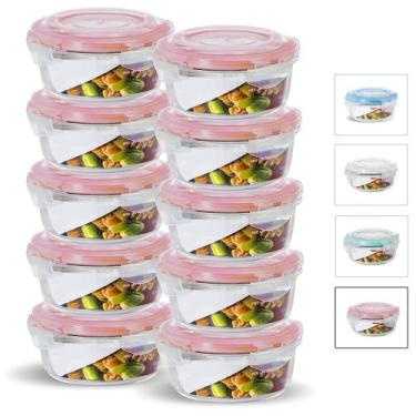 Imagem de Kit Conjunto 10 Potes Vidro Hermético Tampa Plástico Marmita Mantiment