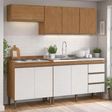 Imagem de Armário de Cozinha Modulada Compacta com Nicho 4 peças 2,00m Essenza M