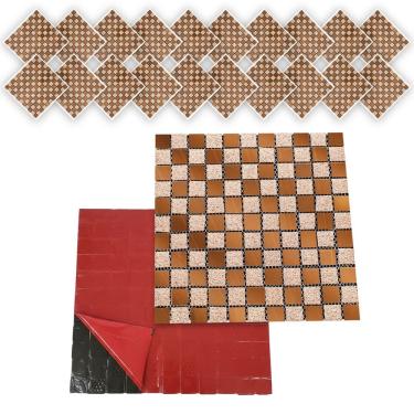 Imagem de Pastilha De Vidro Autocolante Kit 20 Uni Parede Lavabo Box Banheiro Sala Decorativa Facil Aplicacao Requintada Moderna