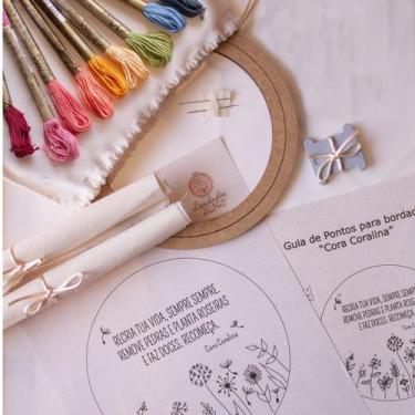 Imagem de Kit iniciante para aprender bordado livre com risco desenho - Bordados