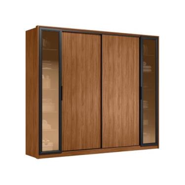 Imagem de Guarda Roupa Casal 4 Portas de Correr (2 c/ Vidros Reflecta) e 4 Gavet