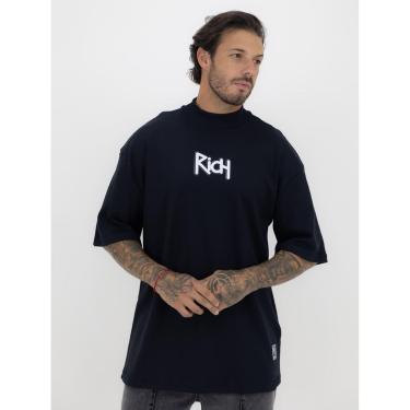 Imagem de Camiseta Oversized Gola Alta Estampa Contour Streetwear Algodão Premium Preto-Masculino