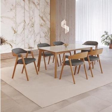 Imagem de Conjunto Sala de Jantar com Tampo de Vidro Monalisa 6 Cadeiras Gaia Ye