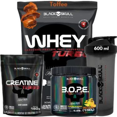 Imagem de Kit Suplementos Black Skull ( Creatina 150g + Whey turbo 907g + Pré tr