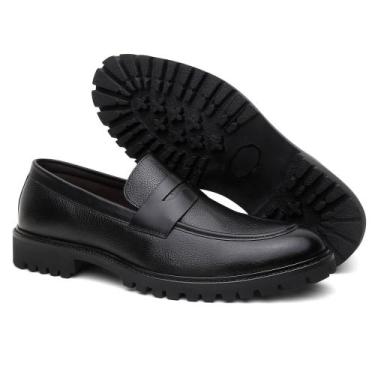 Imagem de Mocassim Casual Couro Masculino Elegante Calce Fácil Moda Sola Tratora