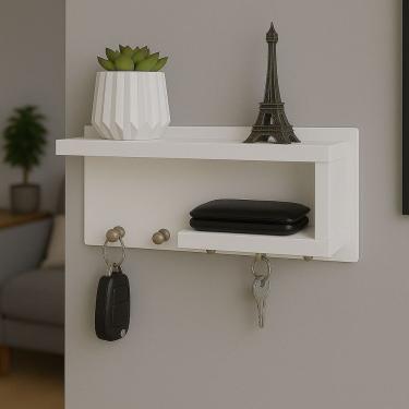 Imagem de Porta Chaves em MDF Organizador de Parede para Decoração Residencial Branco OEM