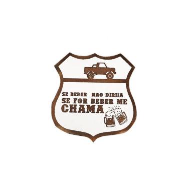 Imagem de Placa Decorativa Se For Beber, Me Chama em MDF Formato Retangular para Parede Branco pa...