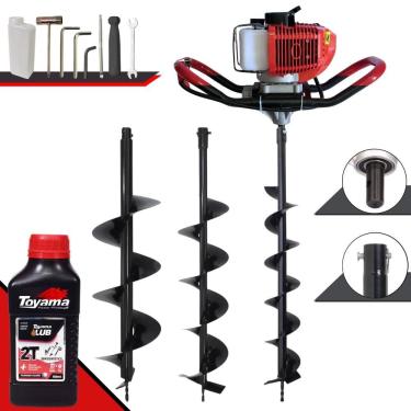 Imagem de Perfurador de Solo GD520B à Gasolina 52CC 2,2HP com Brocas 80x10CM 80x15CM 80x20CM Verm...