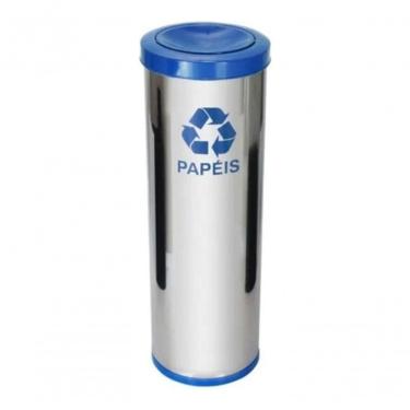 Imagem de Lixeira de Aço Inox 50L com Tampa Plástica Meia Esfera para Cozinha Capacidade 50L Inox