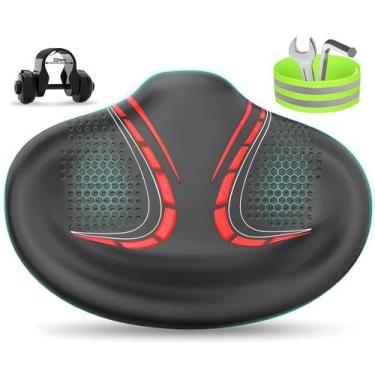 Imagem de Selim de bicicleta BLUEWIND sem nariz, extragrande, largo, cor vermelh