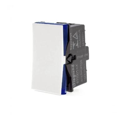 Imagem de Interruptor Simples 611000BC 10A 250V Design Modular com Tecla Visor Azul Branco Legrand