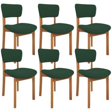 Imagem de Kit 06 Cadeiras Para Sala De Jantar Cozinha Living Estofada Dara L02 Suede Verde Musgo - Lyam Decor
