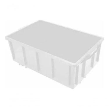 Imagem de Kit 3 Caixa Plastica 39,5L com Tampa para Organização Branco Preto Higipack