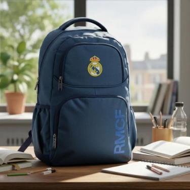 Imagem de Mochila Escolar Real Madrid Juvenil Costas Compartimentos -, Azul