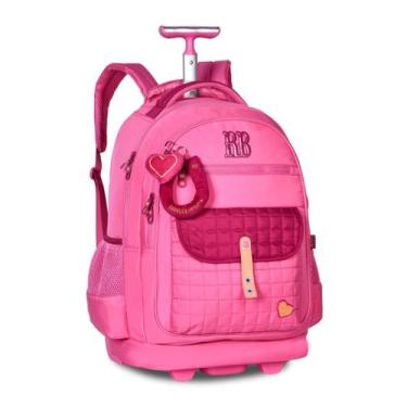 Imagem de Mochila Carrinho Rebecca Bonbon Bolsa Escolar Feminina Moderna, Rosa