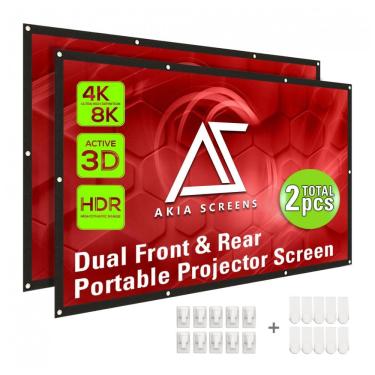Imagem de Tela de projeção portátil 120" AKIA SCREENS SilkWhiteDual dobrável frente e verso...