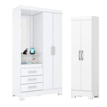 Imagem de Guarda Roupa 02 portas e 03 Gavetas Pequin B64 com Armário Multiuso 2 