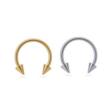 Imagem de Piercing Ferradura Spike Titânio G23 Ouro PVD CorDourado - Piercing Gl