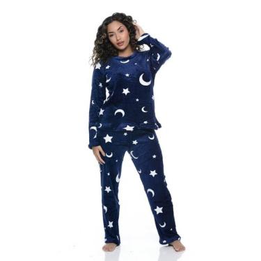 Imagem de Pijama Feminino Adulto Promoção Ultra Soft Manga Longa - Tere, Marinho